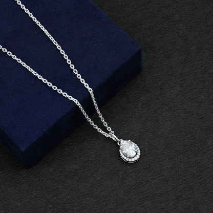 Certified 1.2 Carat Oval Moissanite Bridal Necklace For Wedding in Silver