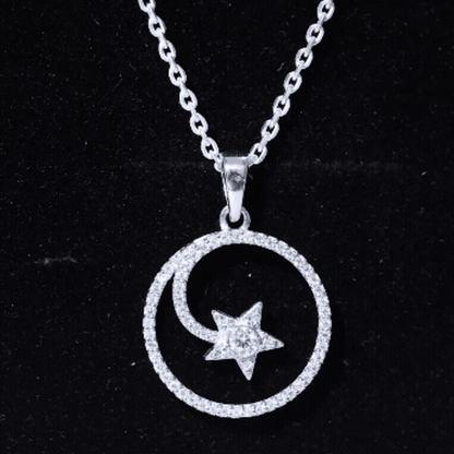 Certified Moissanite Shooting Star Necklace with Silver Chain