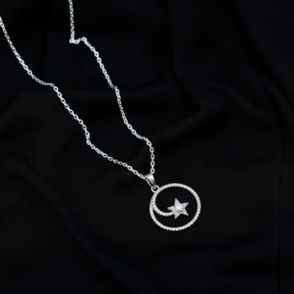 Certified Moissanite Shooting Star Necklace with Silver Chain