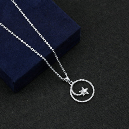 Certified Moissanite Shooting Star Necklace with Silver Chain