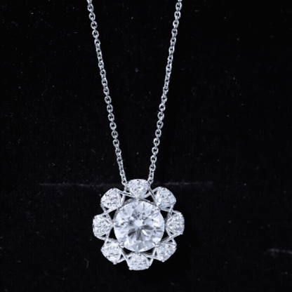 2 Carat Brilliant Cut Moissanite Bridal Necklace With Silver Chain