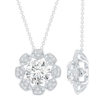 2 Carat Brilliant Cut Moissanite Bridal Necklace With Silver Chain