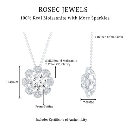 2 Carat Brilliant Cut Moissanite Bridal Necklace With Silver Chain
