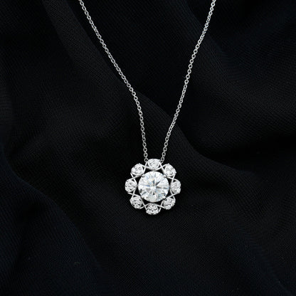 2 Carat Brilliant Cut Moissanite Bridal Necklace With Silver Chain