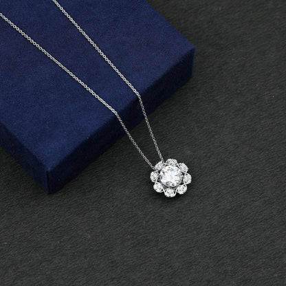 2 Carat Brilliant Cut Moissanite Bridal Necklace With Silver Chain