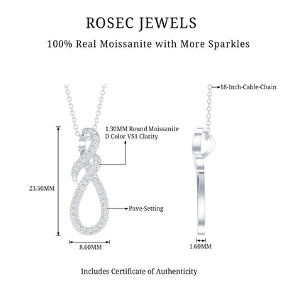 Certified Moissanite Infinity Pendant Necklace with Silver Chain