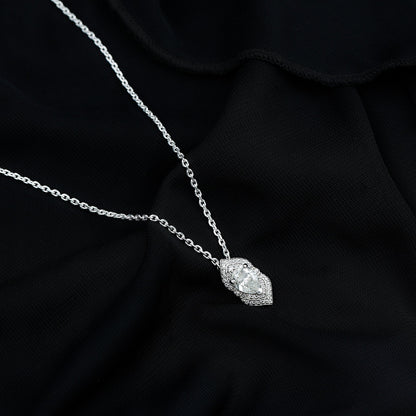 Certified 1.3 Carat Pear Cut Moissanite Vintage Necklace with Silver Chain