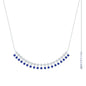 Sterling Silver Lab Grown Blue Sapphire Curved Bar Necklace for Wedding