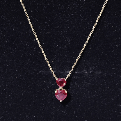 Certified 5.5 Carat Lab Created Ruby Heart Necklace with Silver Chain
