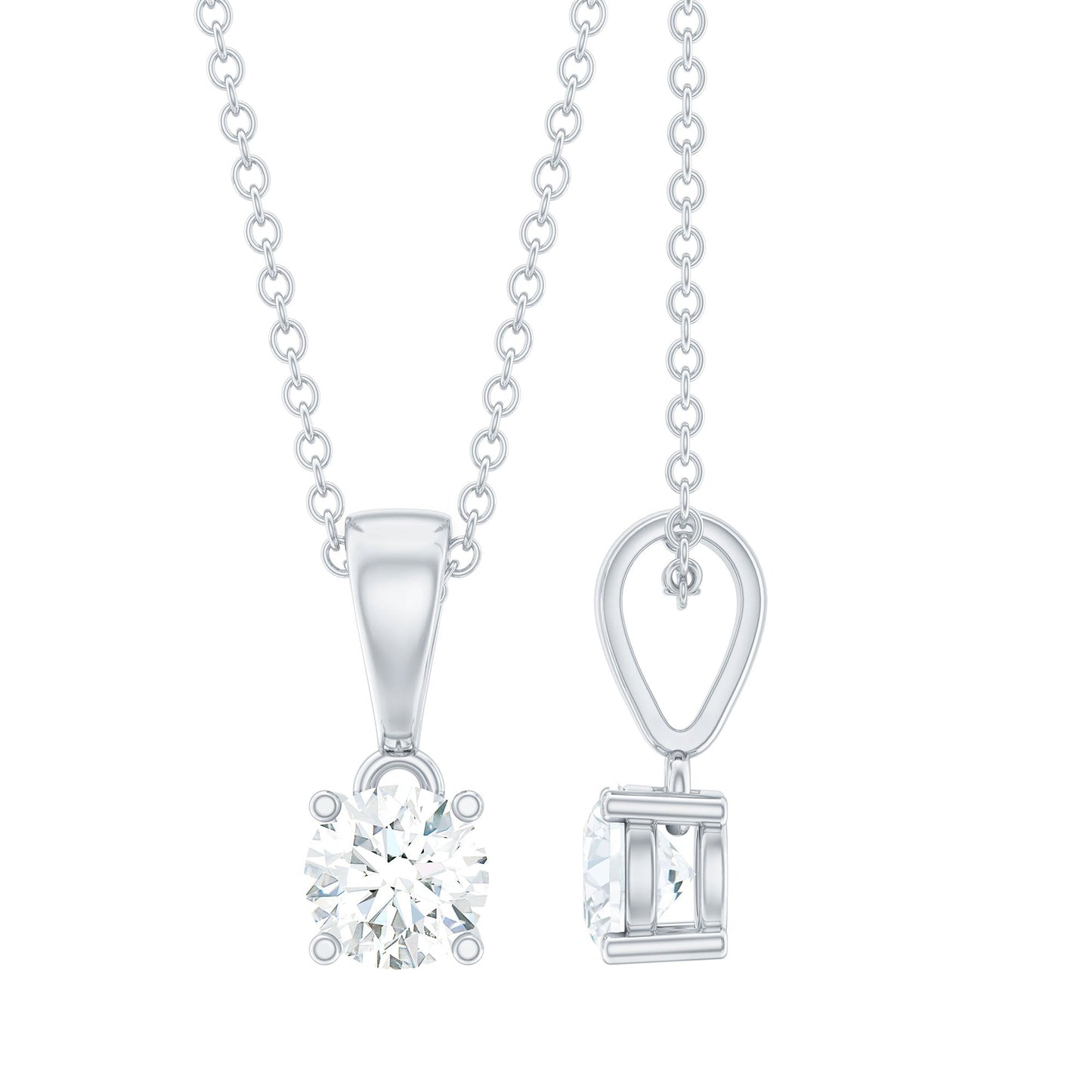 Round Brilliant Cut 5 MM Lab Diamond Solitaire Necklace for Women