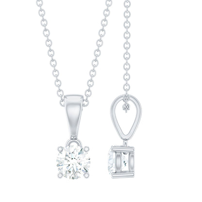 Round Brilliant Cut 5 MM Lab Diamond Solitaire Necklace for Women