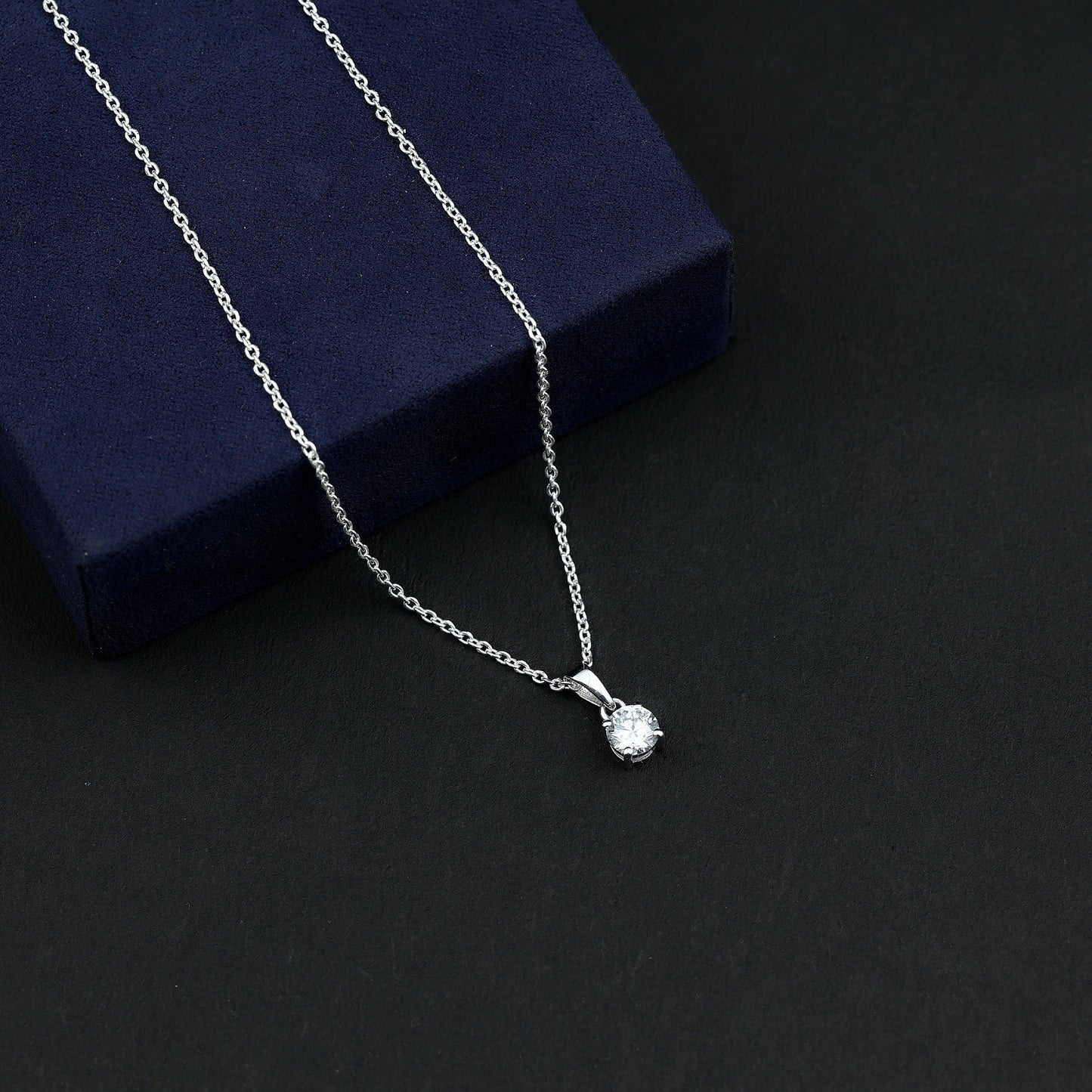 Round Brilliant Cut 5 MM Lab Diamond Solitaire Necklace for Women