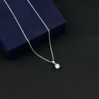 Round Brilliant Cut 5 MM Lab Diamond Solitaire Necklace for Women