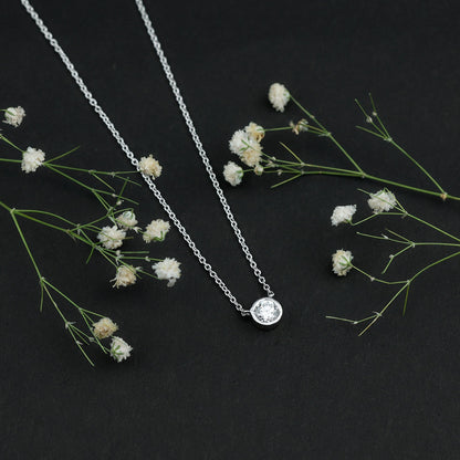 Half Carat Lab Grown Diamond Solitaire Necklace in Sterling Silver