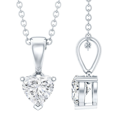 5 MM Lab Grown Diamond Heart Necklace For Women