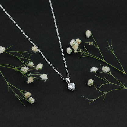 5 MM Lab Grown Diamond Heart Necklace For Women