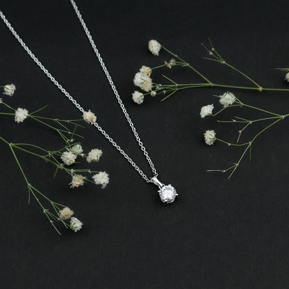 Certified 0.9 Carat Lab Grown Diamond Solitaire Necklace with Silver Chain