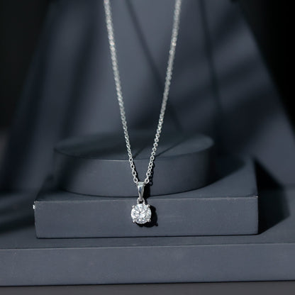 Certified 0.9 Carat Lab Grown Diamond Solitaire Necklace with Silver Chain