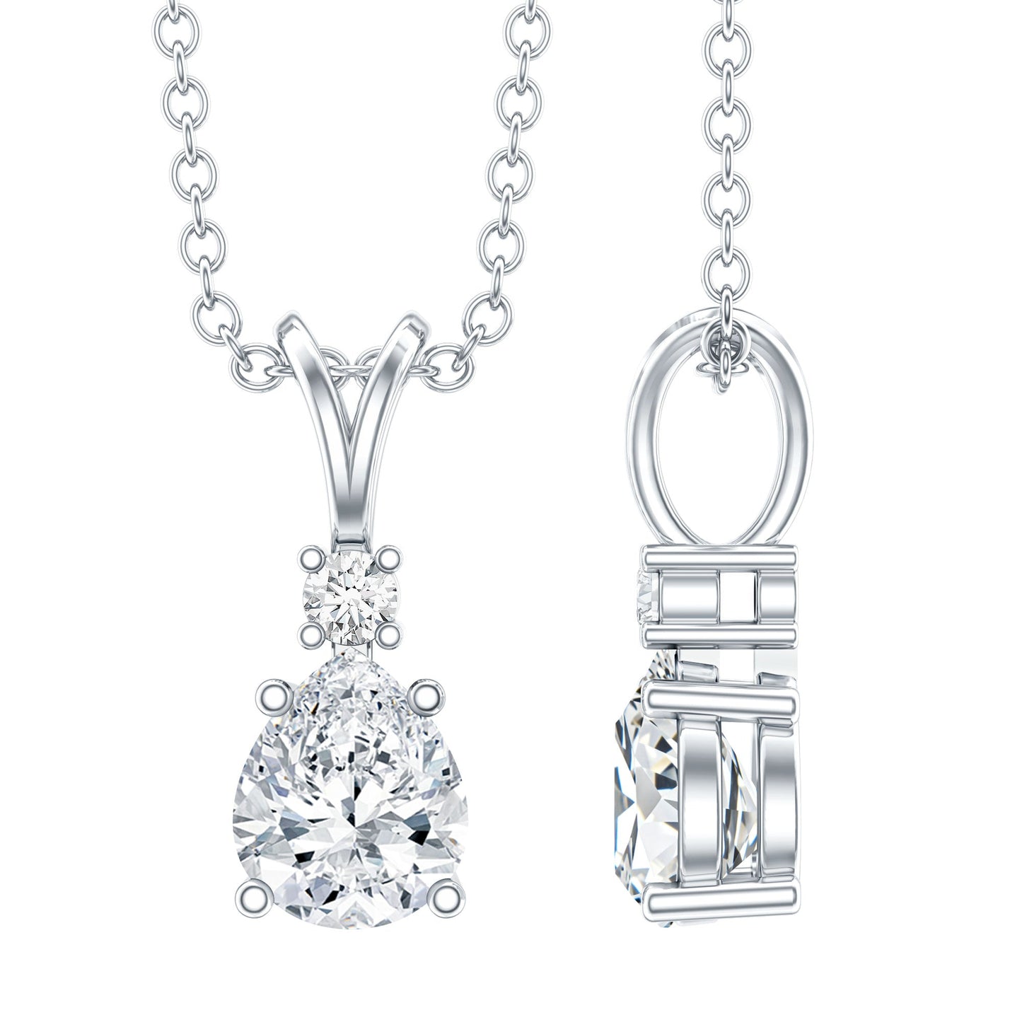 6X5 MM Lab Grown Diamond Teardrop Pendant Necklace