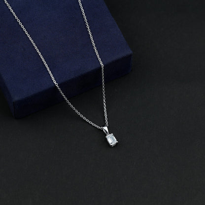 0.7 Carat Lab Grown Diamond Emerald Cut Necklace with Silver Chain