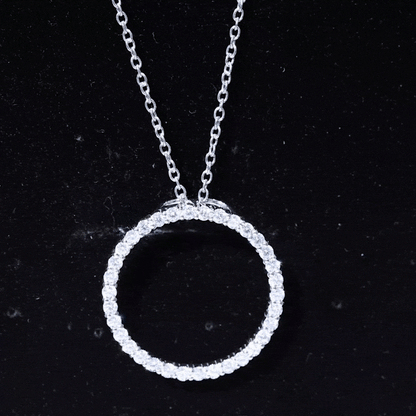 Certified Cubic Zirconia Eternity Circle Necklace with Silver Chain