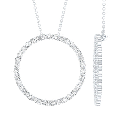 Certified Cubic Zirconia Eternity Circle Necklace with Silver Chain