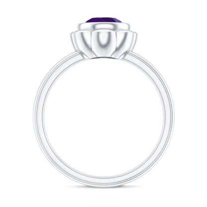 1 Carat Amethyst Engagement Ring in Bezel Setting