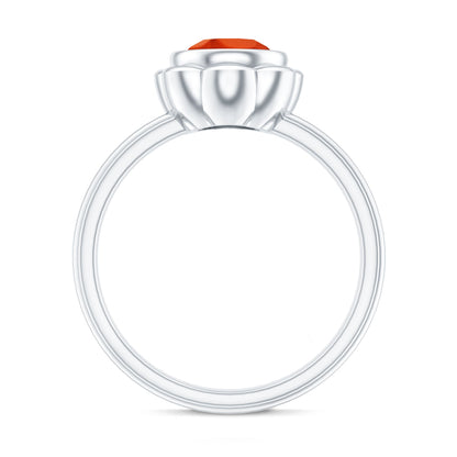 1.5 Carat Lab Grown Orange Sapphire Bezel Set Engagement Ring