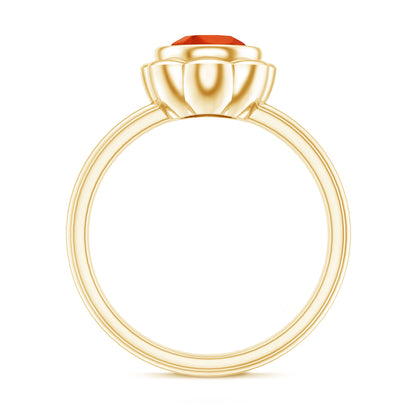 1.5 Carat Lab Grown Orange Sapphire Bezel Set Engagement Ring