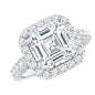 Certified 9 MM Asscher Cut Moissanite Halo Engagement Ring