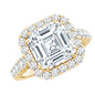 Certified 9 MM Asscher Cut Moissanite Halo Engagement Ring