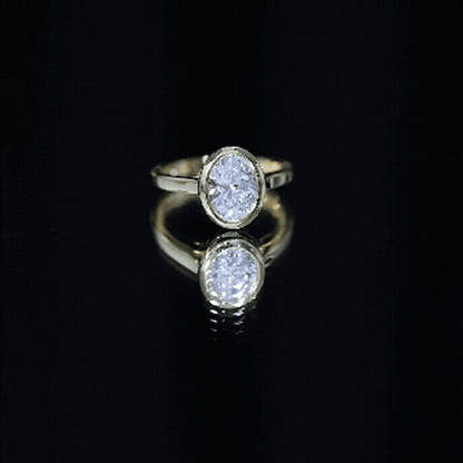 Certified 6X8 MM Lab Grown Diamond Bezel Set Engagement Ring