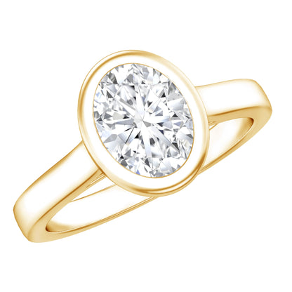 Certified 6X8 MM Lab Grown Diamond Bezel Set Engagement Ring