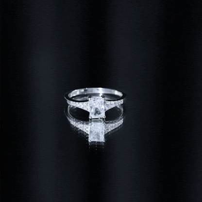 Brilliant Cut 7X5 MM Lab Grown Diamond Emerald Cut Engagement Ring