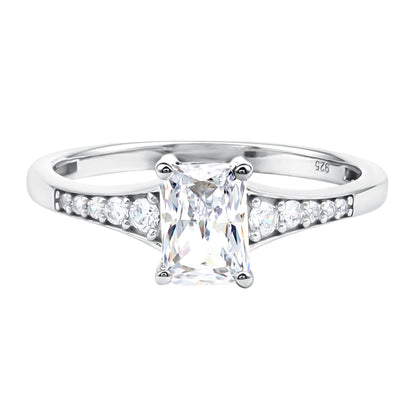 Brilliant Cut 7X5 MM Lab Grown Diamond Emerald Cut Engagement Ring