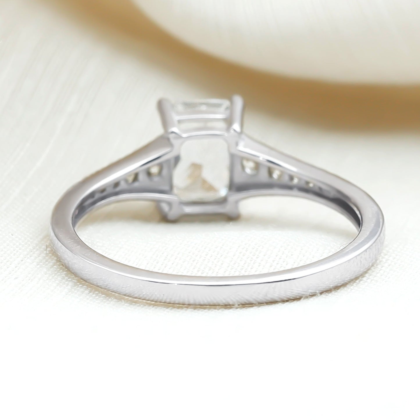 Brilliant Cut 7X5 MM Lab Grown Diamond Emerald Cut Engagement Ring