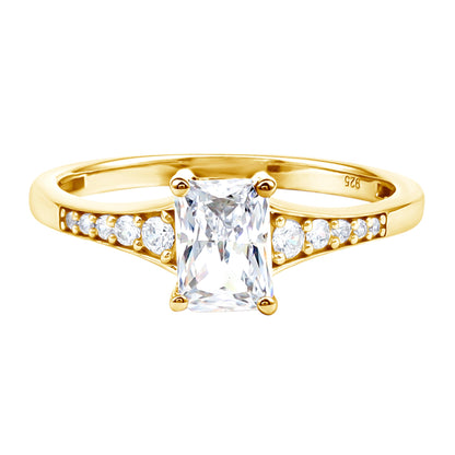 Brilliant Cut 7X5 MM Lab Grown Diamond Emerald Cut Engagement Ring