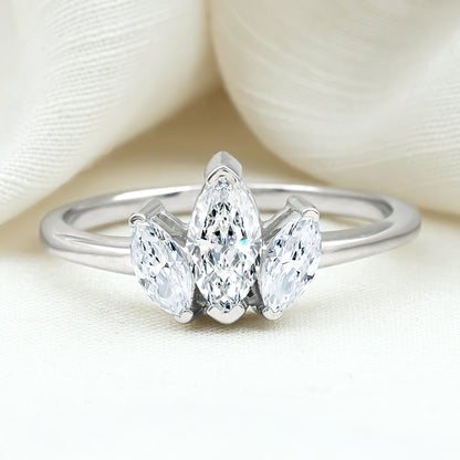 Marquise Cut Lab Grown Diamond 3 Stone Engagement Ring