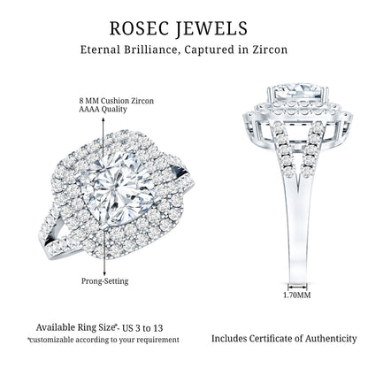 Certified 3 Carat Cubic Zirconia Double Vintage Inspired Engagement Ring