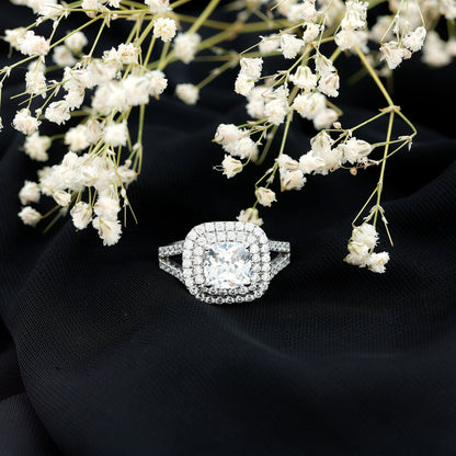 Certified 3 Carat Cubic Zirconia Double Vintage Inspired Engagement Ring