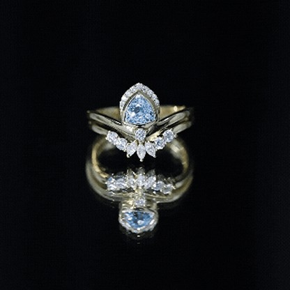 Real Swiss Blue Topaz Designer Engagement Ring With Enhancer