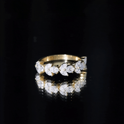 Certified Moissanite Wedding Band in Yellow Gold Plated Silver