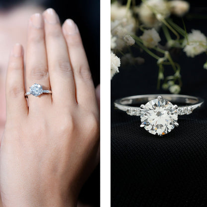 Round Cut 9 MM Lab Grown Diamond Solitaire Engagement Ring