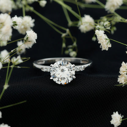 Round Cut 9 MM Lab Grown Diamond Solitaire Engagement Ring