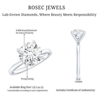 Certified 2.5 CT Lab Grown Diamond Solitaire Engagement Ring