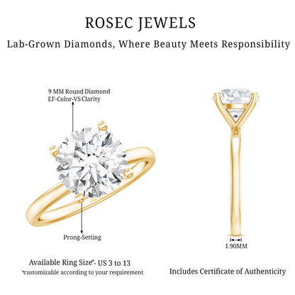 Certified 2.5 CT Lab Grown Diamond Solitaire Engagement Ring
