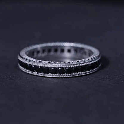 Black Onyx Wedding Band with Milgrain Detailing