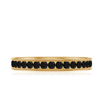 Black Onyx Wedding Band with Milgrain Detailing