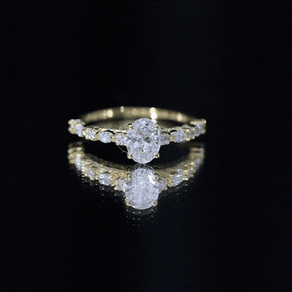 6X8 MM Oval Cut Lab Diamond Solitaire Engagement Ring