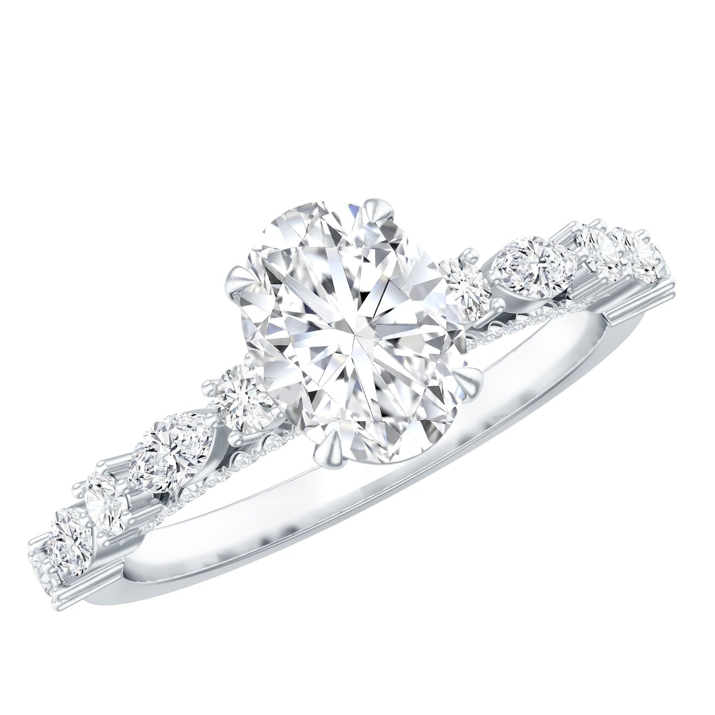 6X8 MM Oval Cut Lab Diamond Solitaire Engagement Ring